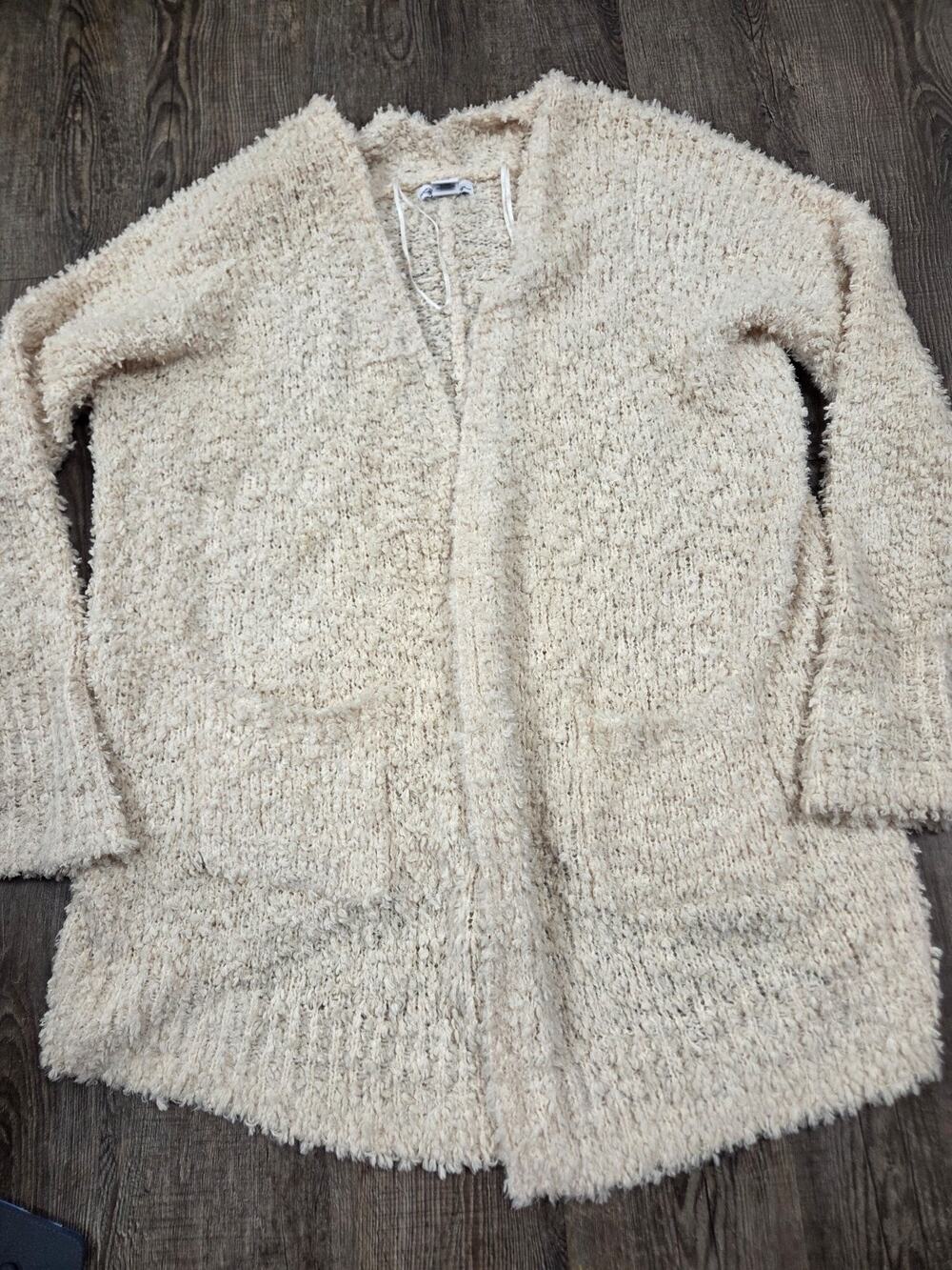 London Kaye Large Ivory Cream Popcorn Super Soft Cardigan Sweater